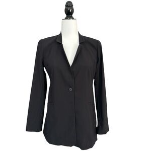 Eileen Fisher Classic Viscose Wool Blend Black Blazer Jacket Women’s Sz 8 Petite